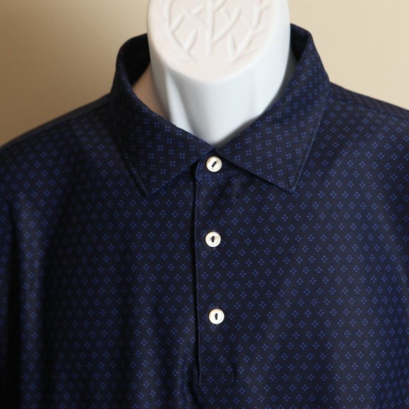 Peter Millar Summer Comfort Men's blue starry pattern golf polo shirt XL EUC - Picture 2 of 5